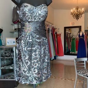 Sparkling silver short dress